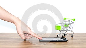 Online shoppingÃ¢â¬Å½ cart sell of ecommerce convenience photo